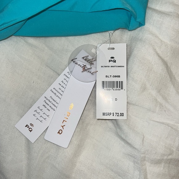 🆕 PilyQ Saltwater 🩵 aqua turquoise blue bandeau highwaist bikini set - Picture 11 of 11